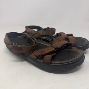 Timberland Sandals Mens 9 95381 Sport Brown Leather Adjustable Straps Outdoor